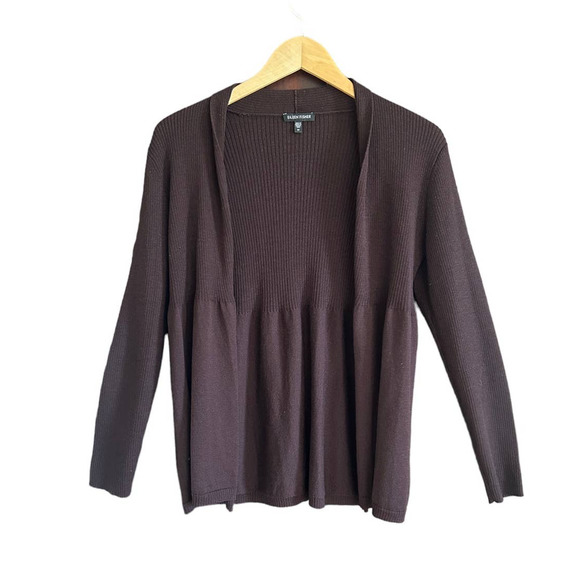 Eileen Fisher 100% Wool Brown Cardigan Women’s Size M - Picture 1 of 4
